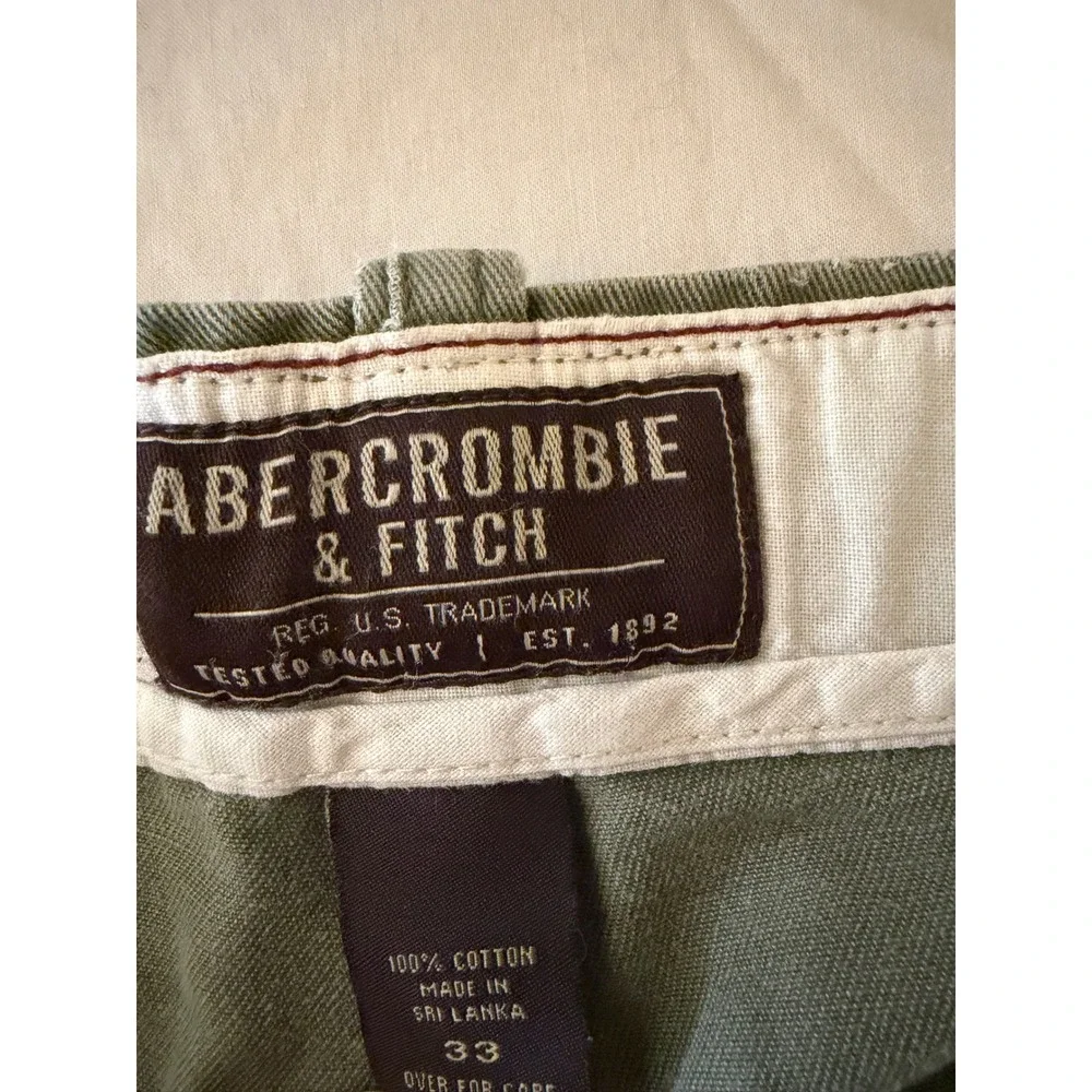 Abercrombie & Fitch Cargo Shorts Mens 33 Green Cotton Distressed
